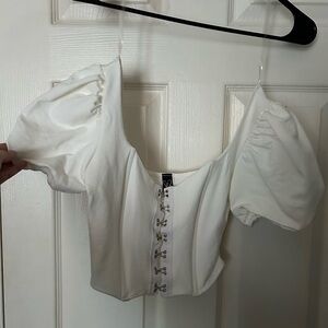 Elegant White Puff Sleeve Top Windsor Small
